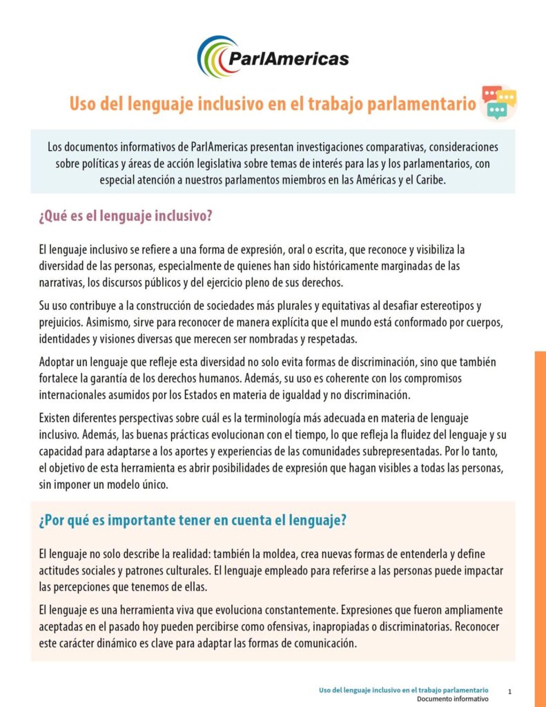 ParlAmericas › Cover-InclusiveLanguageParliamentaryWork-sp
